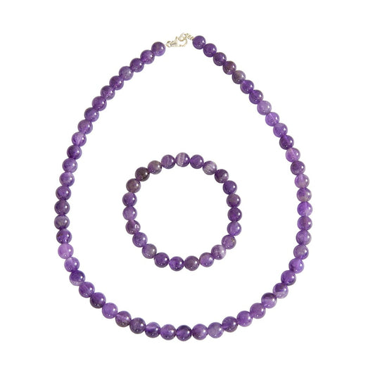 Parure in ametista – Perle sferiche da 8 mm