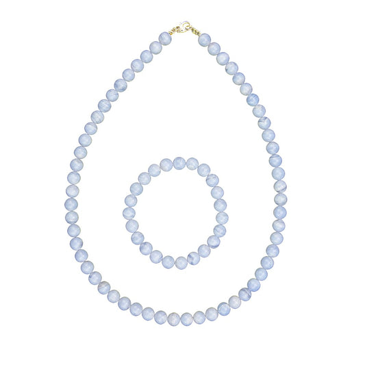 Parure in calcedonio – Perle sferiche da 8 mm