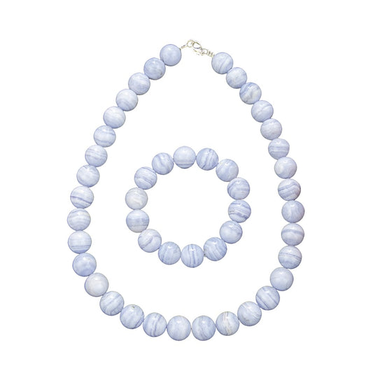 Parure in calcedonio – Perle sferiche da 14 mm