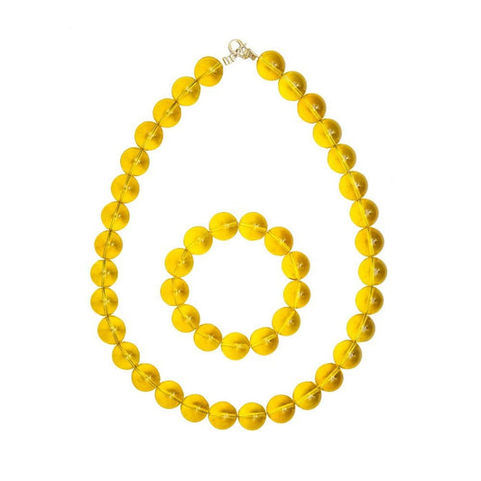 Parure in citrino – Perle sferiche da 14 mm