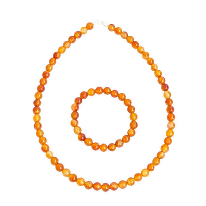 Parure in corniola – Perle sferiche da 8 mm