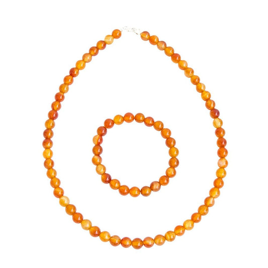 Parure in corniola – Perle sferiche da 8 mm