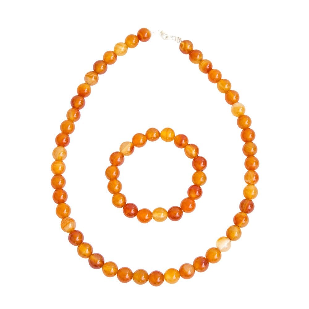 Parure in corniola – Perle sferiche da 10 mm