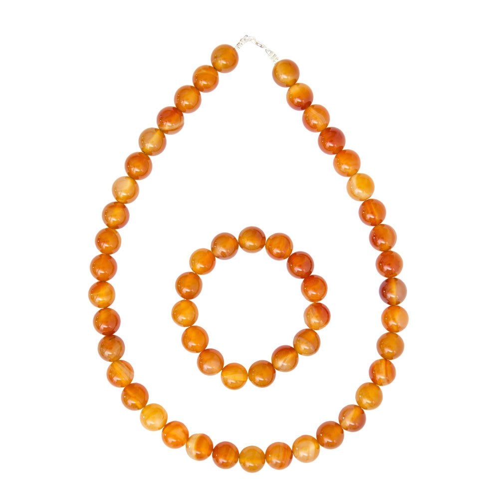 Parure in corniola – Perle sferiche da 12 mm