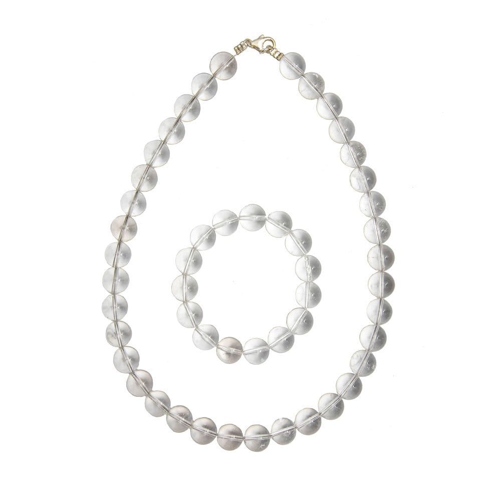 Parure in cristallo di rocca – Perle sferiche da 12 mm