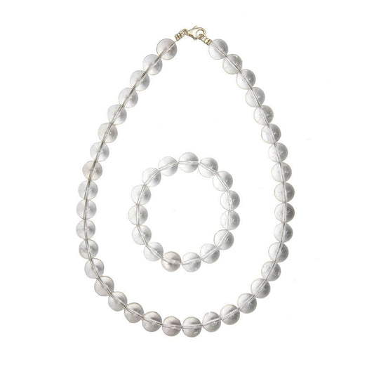 Parure in cristallo di rocca – Perle sferiche da 12 mm