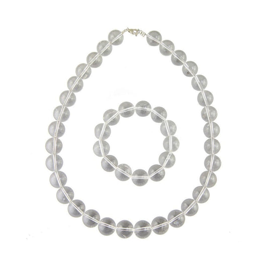 Parure in cristallo di rocca – Perle sferiche da 14 mm