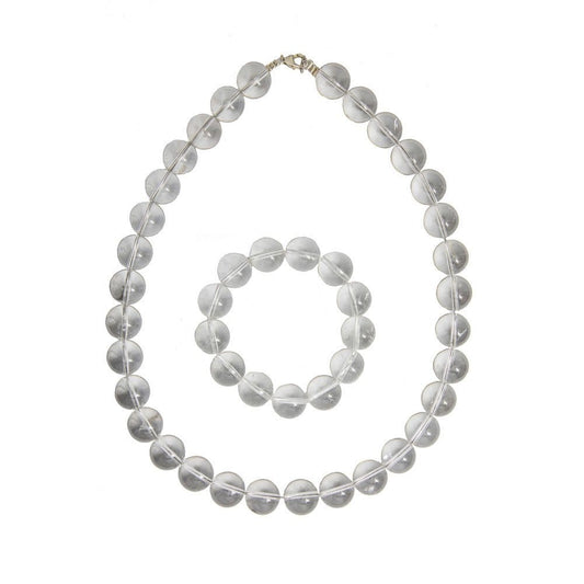 Parure in cristallo di rocca – Perle sferiche da 14 mm