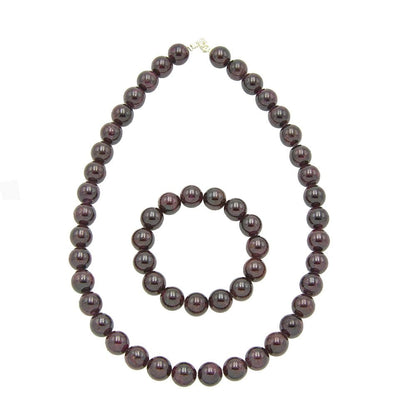 Parure in granato rosso – Perle sferiche da 12 mm