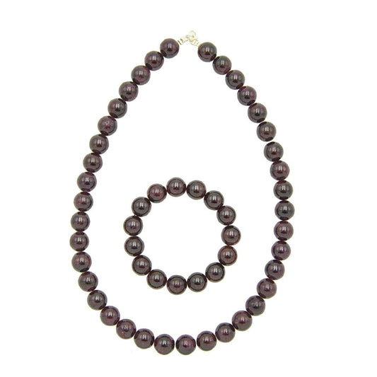Parure in granato rosso – Perle sferiche da 12 mm