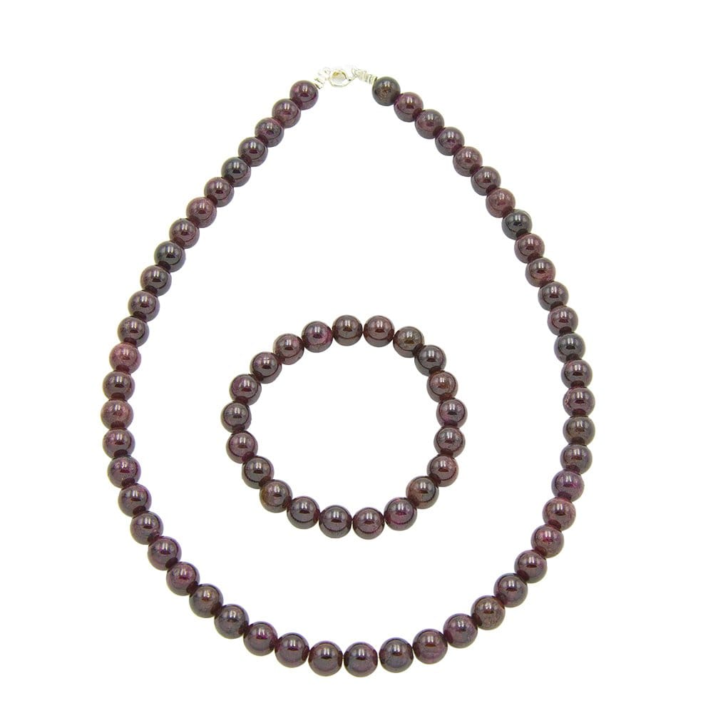 Parure in granato rosso – Perle sferiche da 8 mm