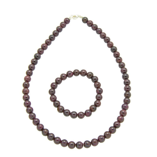 Parure in granato rosso – Perle sferiche da 8 mm