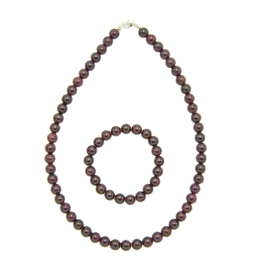 Parure in granato rosso – Perle sferiche da 8 mm