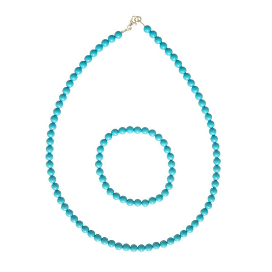 Parure in howlite blu – Perle sferiche da 6 mm