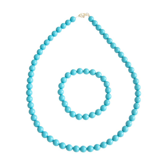 Parure in howlite blu – Perle sferiche da 8 mm