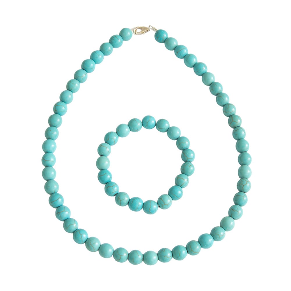 Parure in howlite blu – Perle sferiche da 10 mm