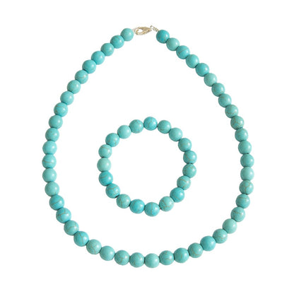 Parure in howlite blu – Perle sferiche da 10 mm