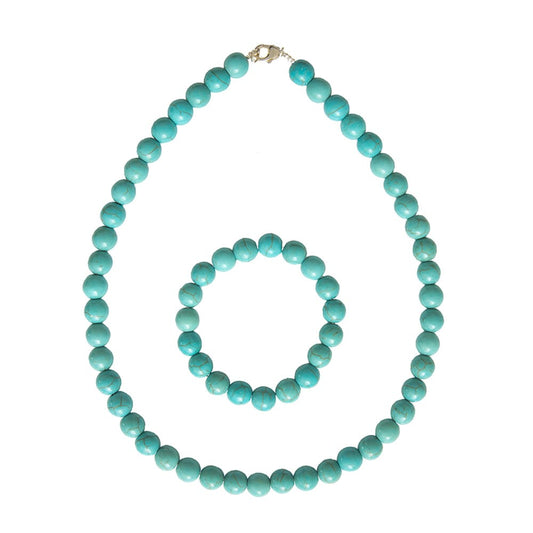 Parure in howlite blu – Perle sferiche da 10 mm