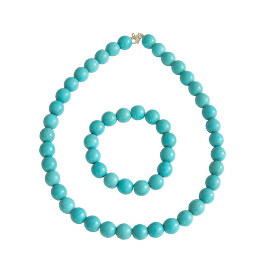 Parure in howlite blu – Perle sferiche da 12 mm