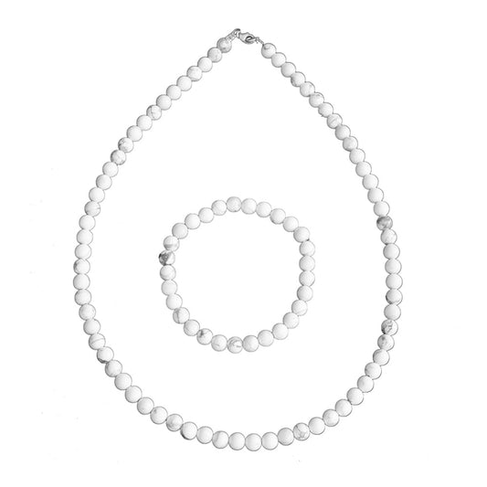 Parure in howlite – Perle sferiche da 6 mm