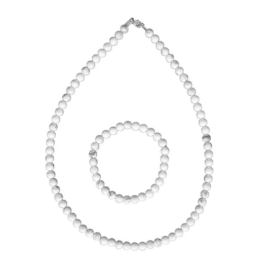 Parure in howlite – Perle sferiche da 6 mm