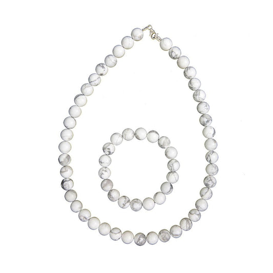 Parure in howlite – Perle sferiche da 10 mm