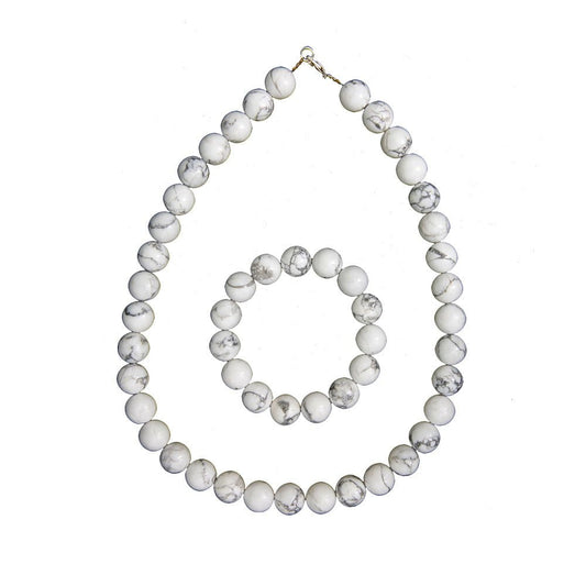 Parure in howlite – Perle sferiche da 12 mm
