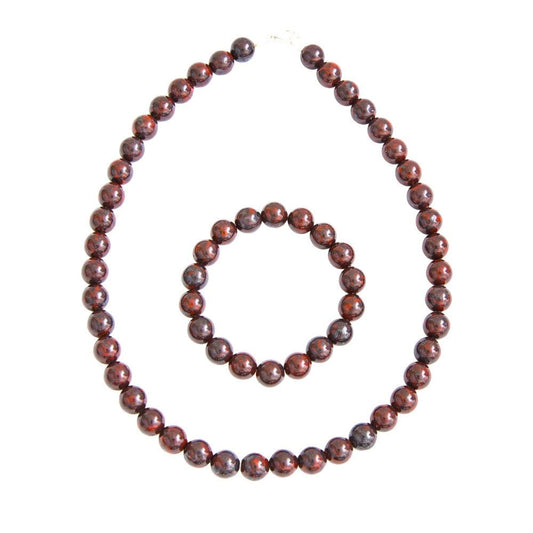 Parure in diaspro brecciato – Perle sferiche da 10 mm