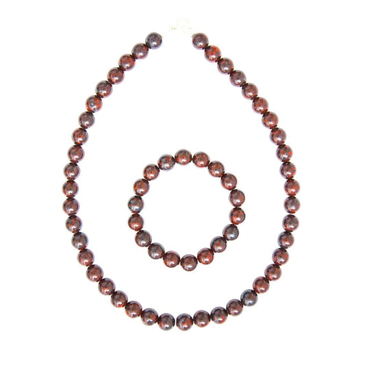 Parure in diaspro brecciato – Perle sferiche da 10 mm