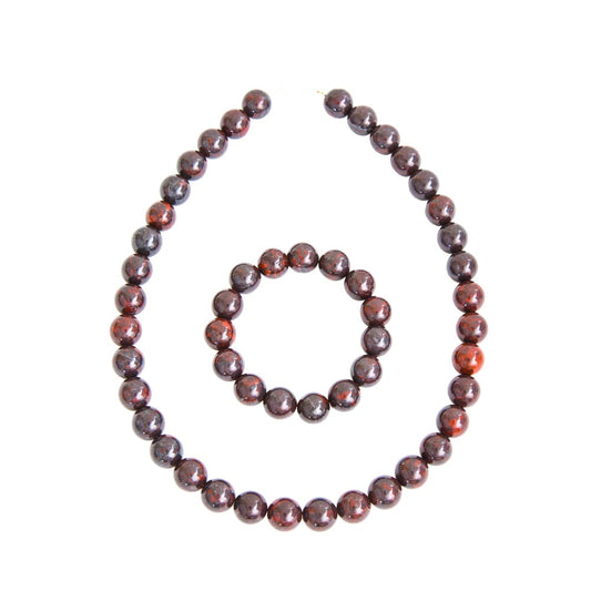 Parure in diaspro brecciato – Perle sferiche da 12 mm