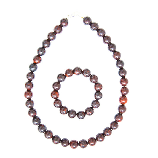 Parure in diaspro brecciato – Perle sferiche da 12 mm