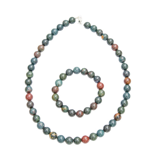 Parure in eliotropio – Perle sferiche da 10 mm