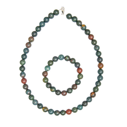 Parure in eliotropio – Perle sferiche da 10 mm
