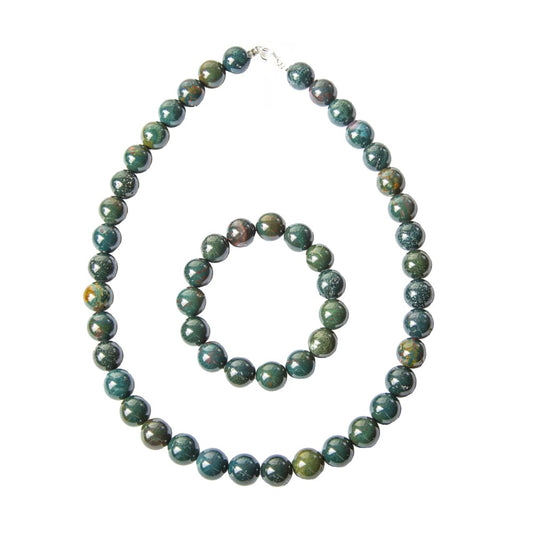 Parure in eliotropio – Perle sferiche da 12 mm