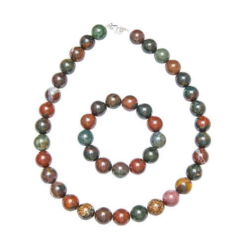 Parure in eliotropio – Perle sferiche da 14 mm
