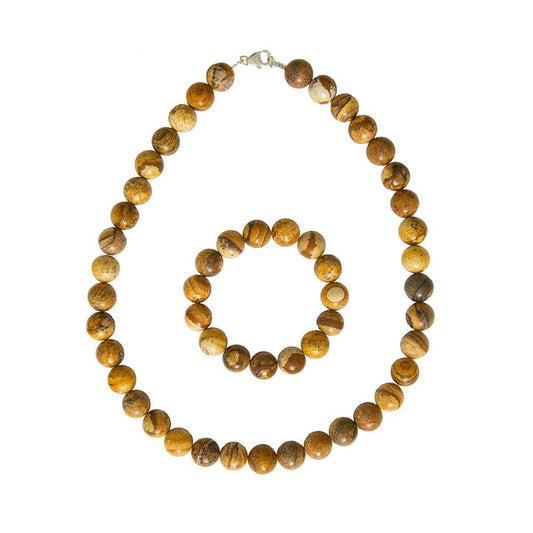 Parure in diaspro paesaggistico – Perle sferiche da 12 mm