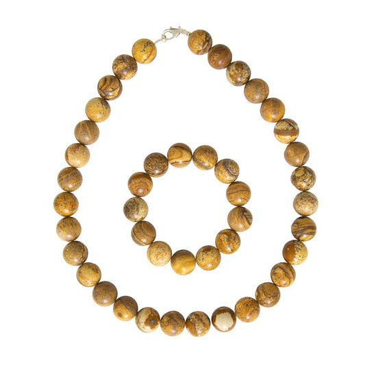 Parure in diaspro paesaggistico – Perle sferiche da 14 mm