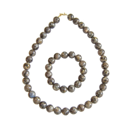 Parure in labradorite con inclusioni – Perle sferiche da 12 mm