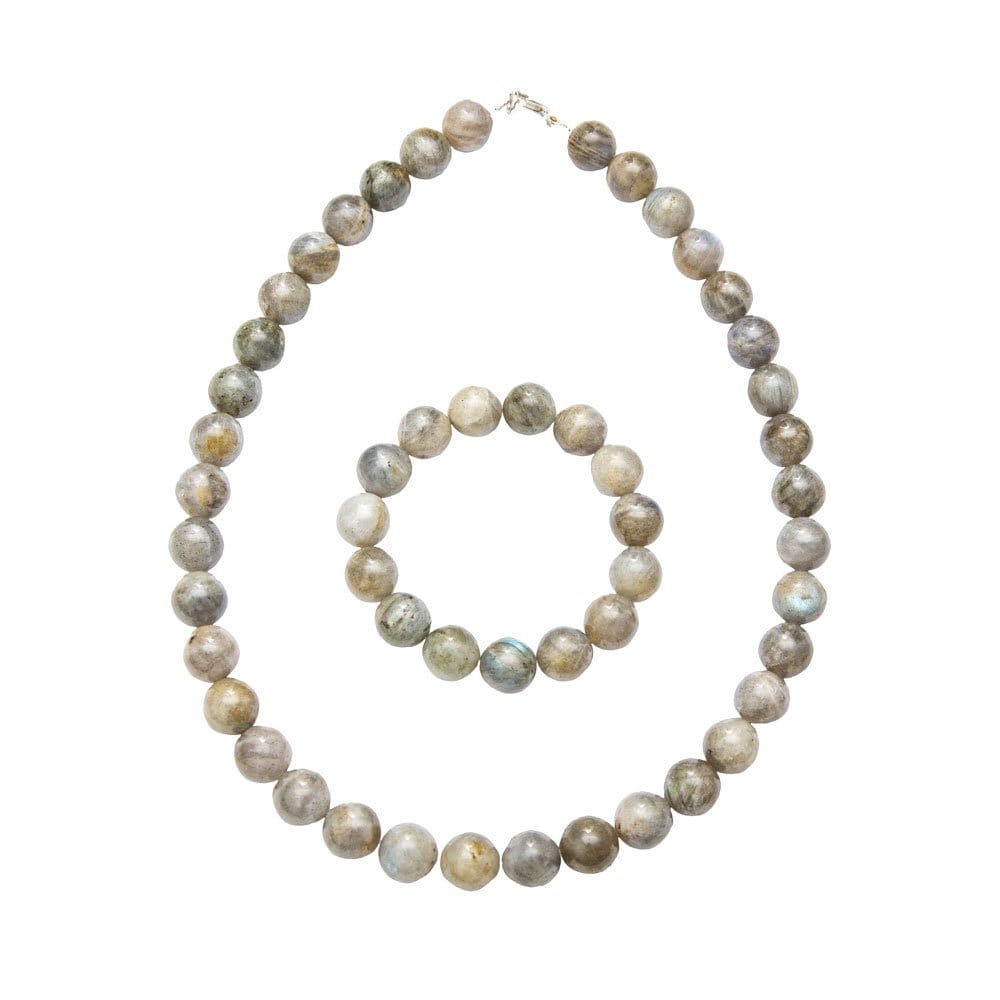 Parure in labradorite – Perle sferiche da 12 mm