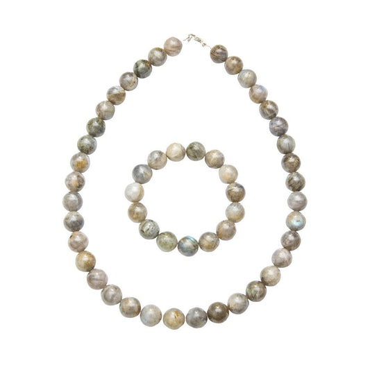 Parure in labradorite – Perle sferiche da 12 mm