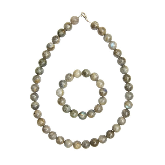 Parure in labradorite – Perle sferiche da 12 mm