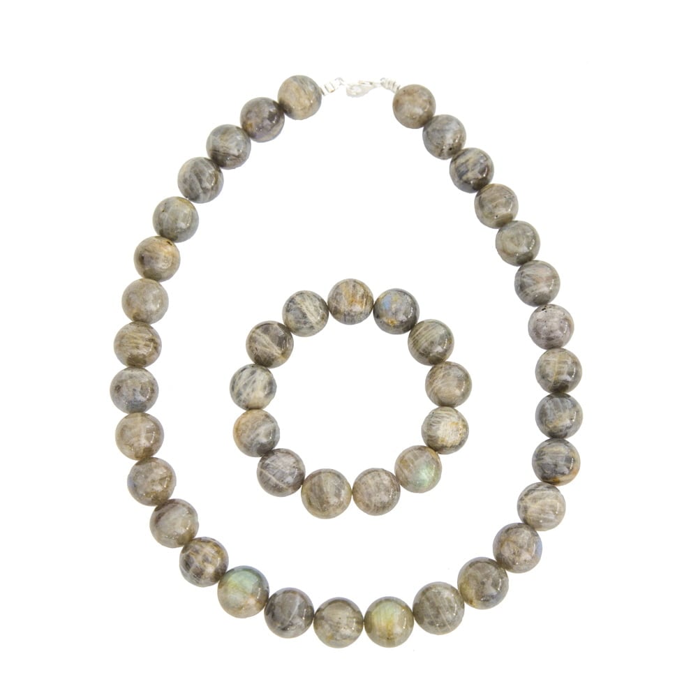 Parure in labradorite – Perle sferiche da 14 mm