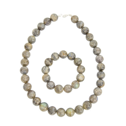 Parure in labradorite – Perle sferiche da 14 mm
