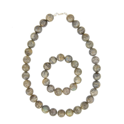 Parure in labradorite – Perle sferiche da 14 mm