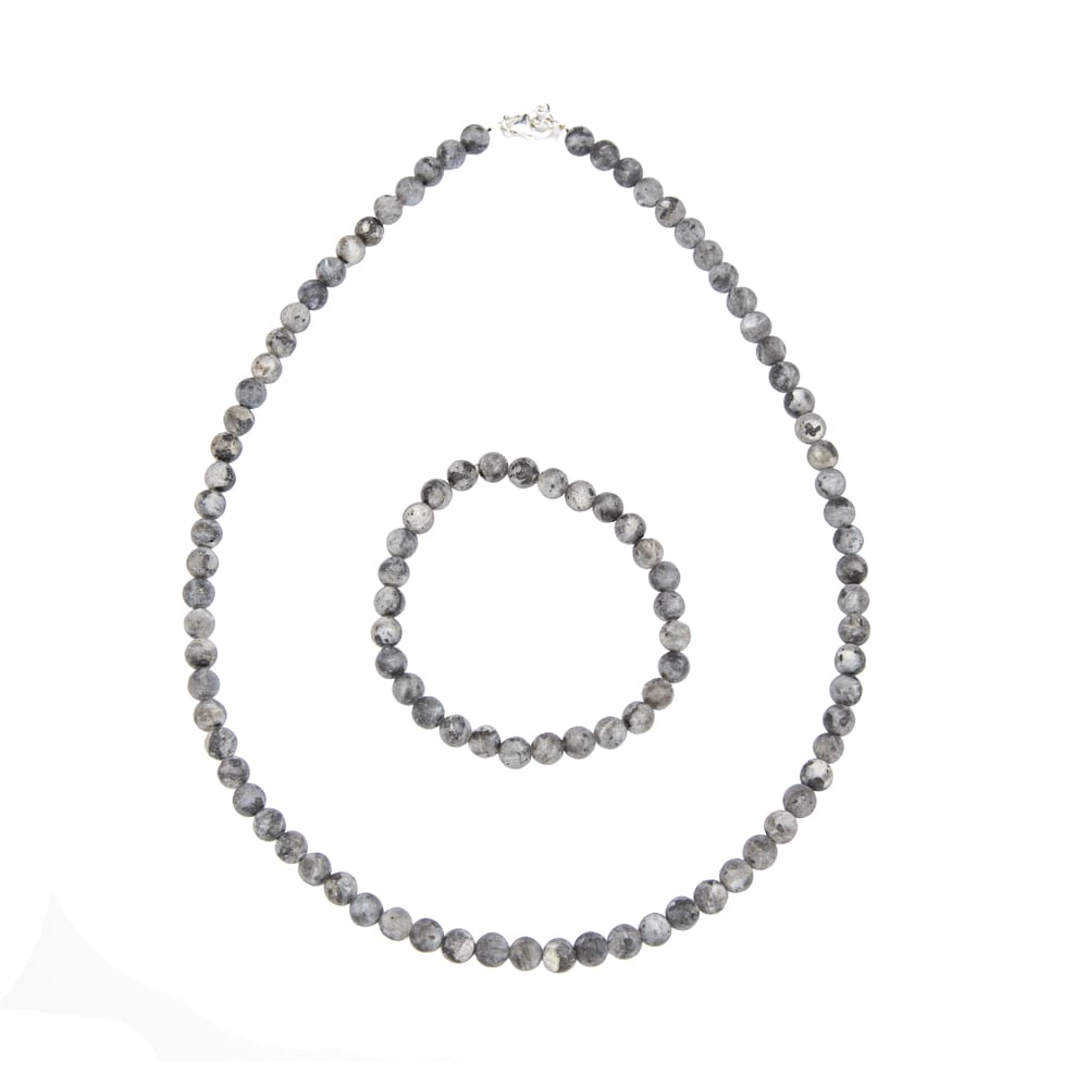 Parure in larvikite – Perle sferiche da 6 mm