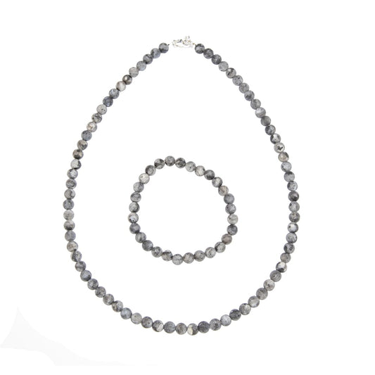 Parure in larvikite – Perle sferiche da 6 mm