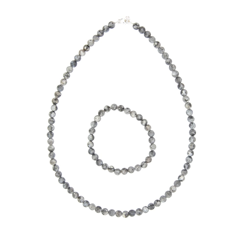 Parure in larvikite – Perle sferiche da 6 mm