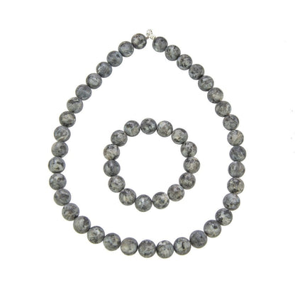 Parure in larvikite – Perle sferiche da 12 mm