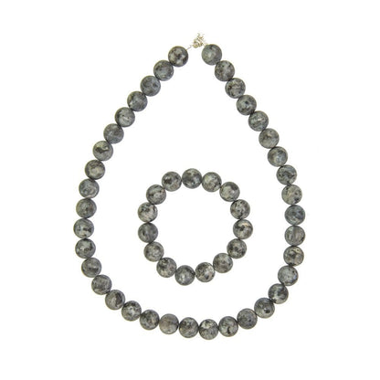 Parure in larvikite – Perle sferiche da 12 mm
