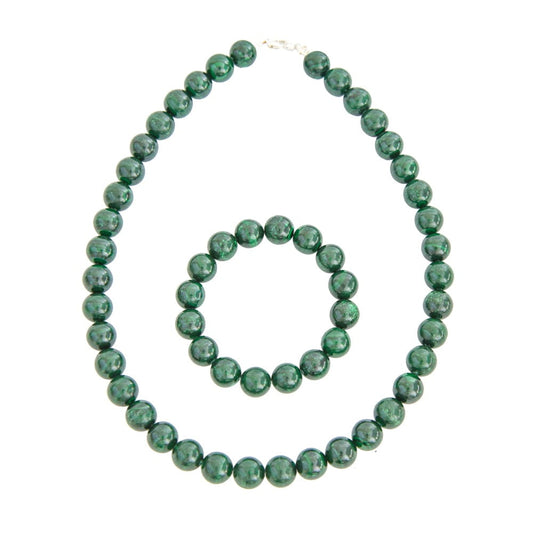 Parure in malachite – Perle sferiche da 12 mm